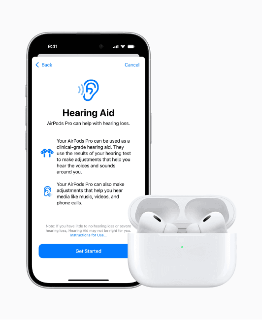 (Credit: Screenshot of Apple’s YouTube video showing hearing aid feature for AirPods Pro 2)